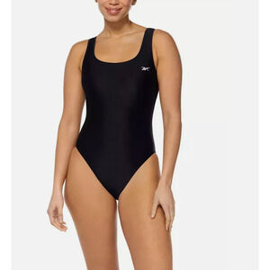 Reebok Women's Scoop-Neck Athletic One-Piece Swimsuit - Black L Large 13834